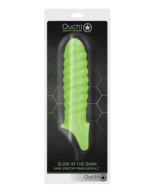 Shots America LLC Shots Ouch Swirl Stretchy Penis Sleeve - Glow In The Dark Penis Toys