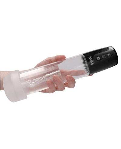 Shots America Shots Pumped Automatic Cyber Pump Masturbation Sleeve with Free Silicone Cock Ring - Clear Penis Toys