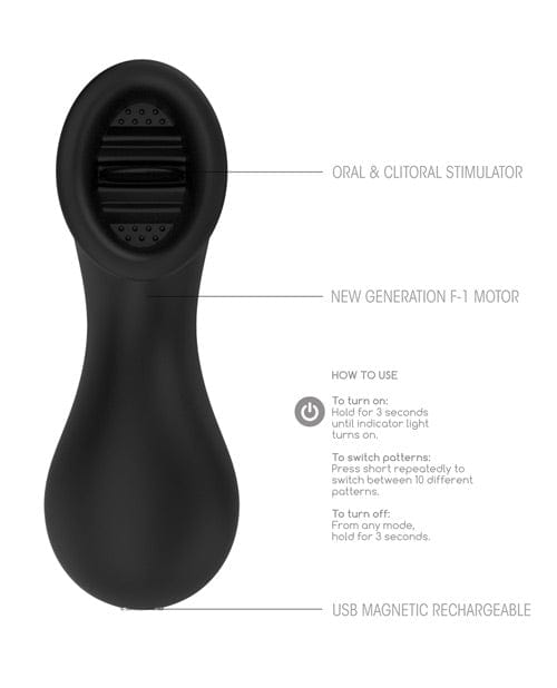 Shots America Shots Elegance Dreamy Oral Clitoral Stimulator - 10 Speed Black Vibrators