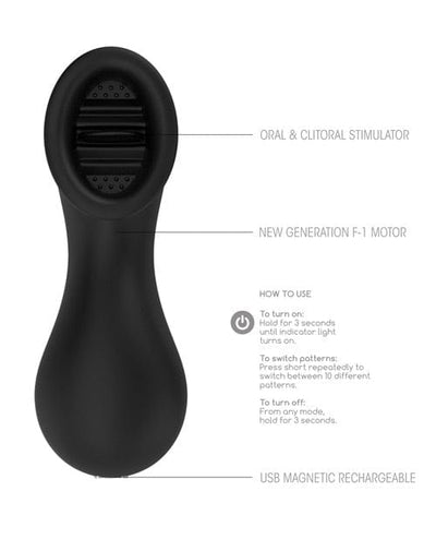 Shots America Shots Elegance Dreamy Oral Clitoral Stimulator - 10 Speed Black Vibrators