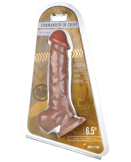 SI Novelties Major Dick Straight with Balls &amp; Suction Cup Commander In Chief Caramel Dildos