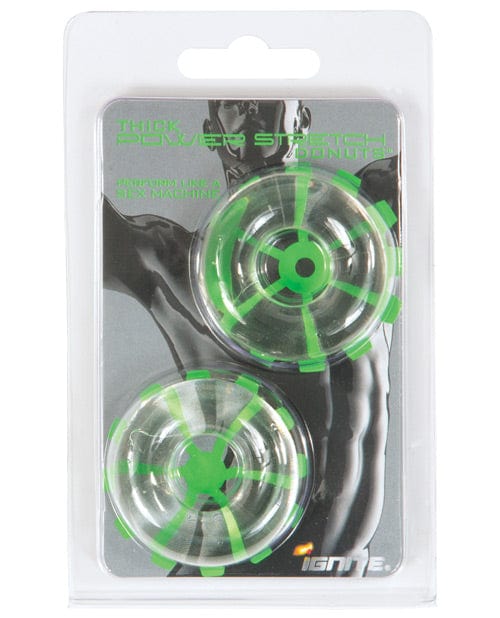 SI Novelties Ignite Thick Power Stretch Donut Cock Ring Clear/Clear / Pack Of 2 Penis Toys