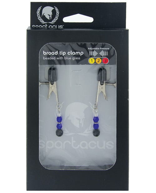 Spartacus Spartacus Adjustable Broad Tip Blue Beaded Nipple Clamps Kink &amp; BDSM