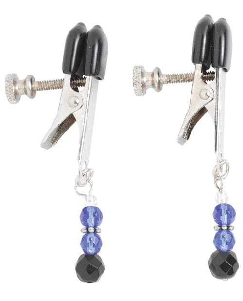 Spartacus Spartacus Adjustable Broad Tip Blue Beaded Nipple Clamps Kink &amp; BDSM