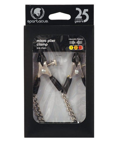 Spartacus Spartacus Adjustable Micro Plier Nipple Clamps with Link Chain Kink & BDSM