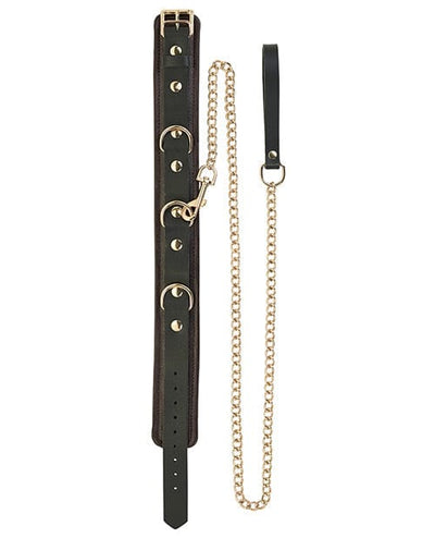 Spartacus Spartacus Collar & Leash - Brown Leather with Gold Accent Hardware Kink & BDSM