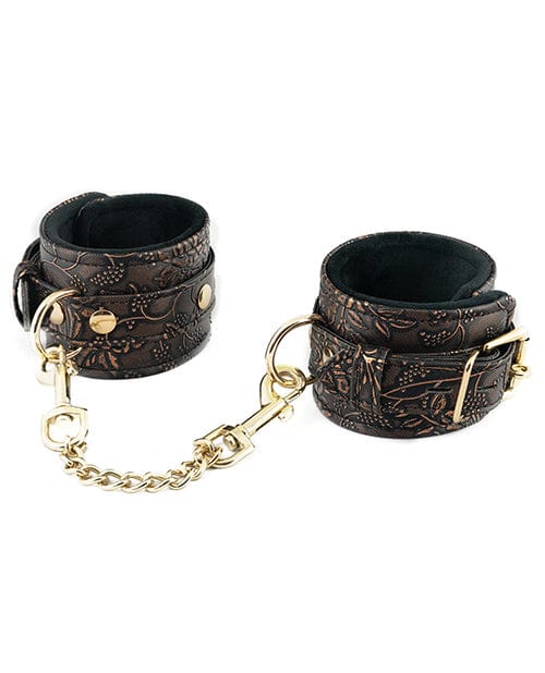Spartacus Spartacus Faux Fur Lining Ankle Restraints - Brown Floral Print Kink &amp; BDSM
