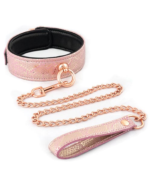 Spartacus Spartacus Micro Fiber Collar &amp; Leash with Leather Lining - Pink Kink &amp; BDSM