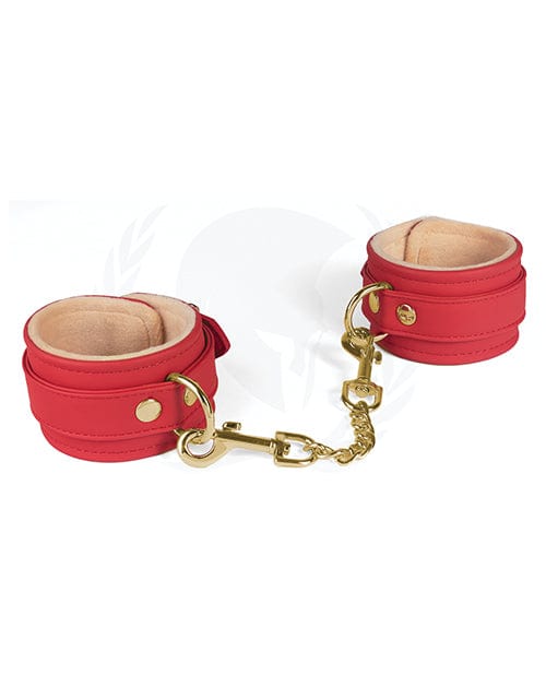 Spartacus Spartacus Pu Wrist Cuffs with Plush Lining Red Kink &amp; BDSM