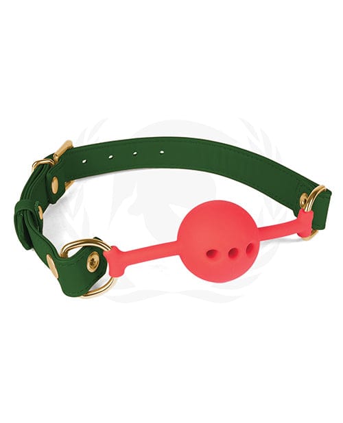 Spartacus Silicone Ball Gag with Green Pu Straps - 46 Mm