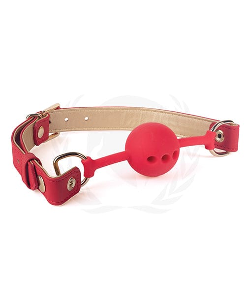 Spartacus Spartacus Silicone Ball Gag with Red Gold Pu Straps - 46 Mm Kink &amp; BDSM