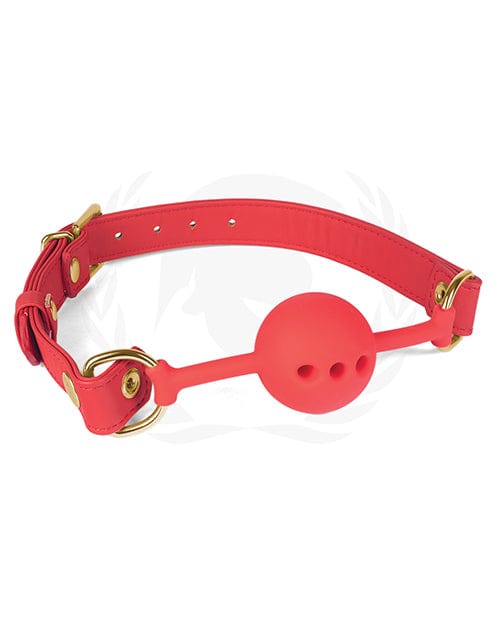 Spartacus Silicone Ball Gag with Red Pu Straps - 46 Mm