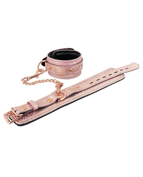Spartacus Spartacus Wrist Restraints with Leather Lining - Pink Snakeskin Micro Fiber Kink &amp; BDSM
