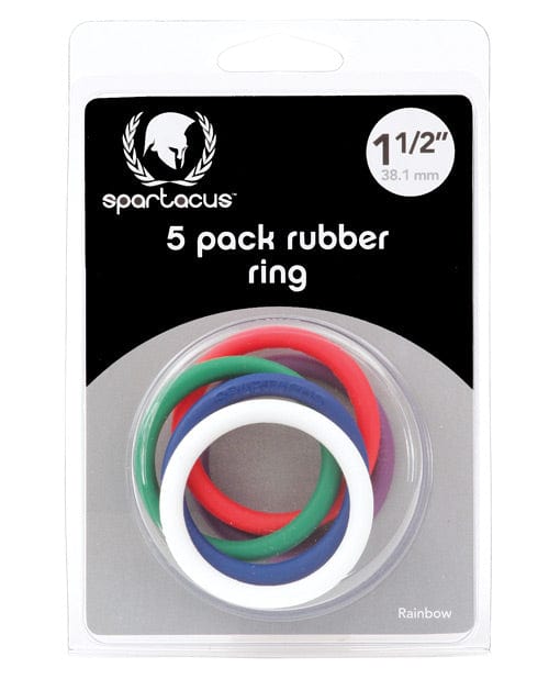 Spartacus Spartacus 1.5" Rubber Cock Ring Set - Rainbow Pack Of 5 Penis Toys