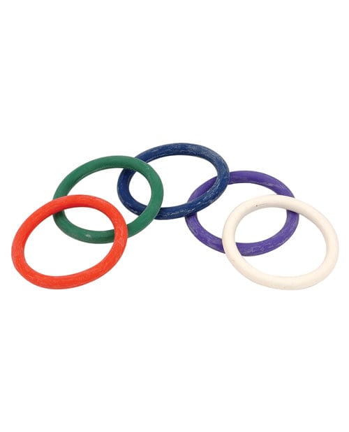 Spartacus Spartacus 1.5" Rubber Cock Ring Set - Rainbow Pack Of 5 Penis Toys