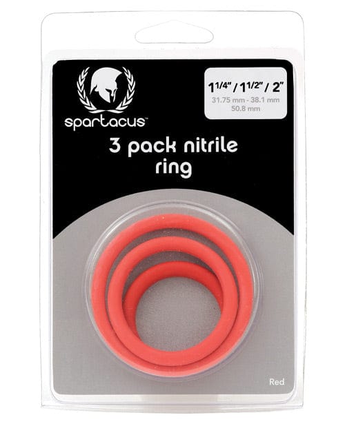 Spartacus Spartacus Nitrile Cock Ring Set Red Penis Toys
