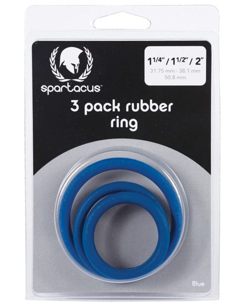 Spartacus Spartacus Rubber Cock Ring Set Blue Penis Toys