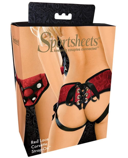 Sportsheets International Sportsheets Lace Strap On Corseted - Red Dildos