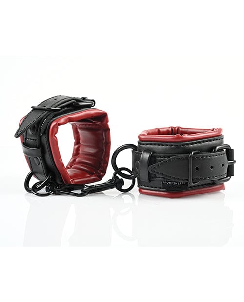 Sportsheets International Saffron Spreader Bar &amp; Cuff Set - Red-Black Kink &amp; BDSM