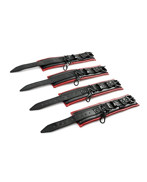 Sportsheets International Saffron Spreader Bar &amp; Cuff Set - Red-Black Kink &amp; BDSM
