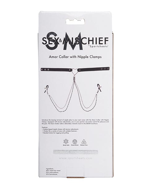 Sportsheets International Sex & Mischief Amor Collar W-nipple Clamps Kink & BDSM