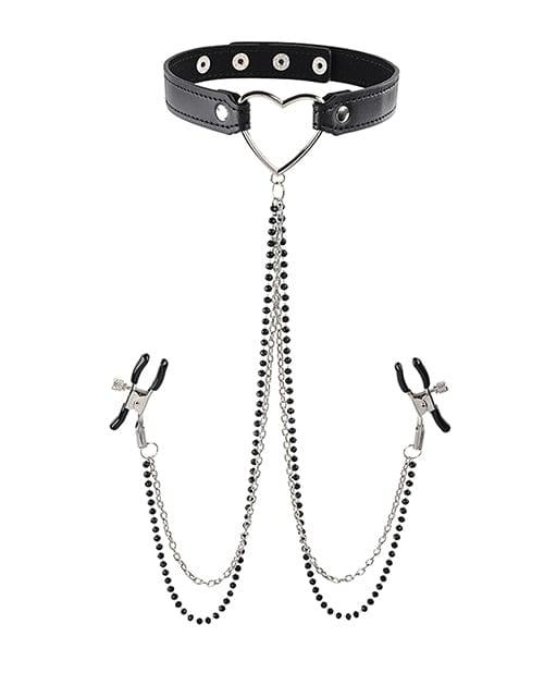 Sportsheets International Sex & Mischief Amor Collar W-nipple Clamps Kink & BDSM
