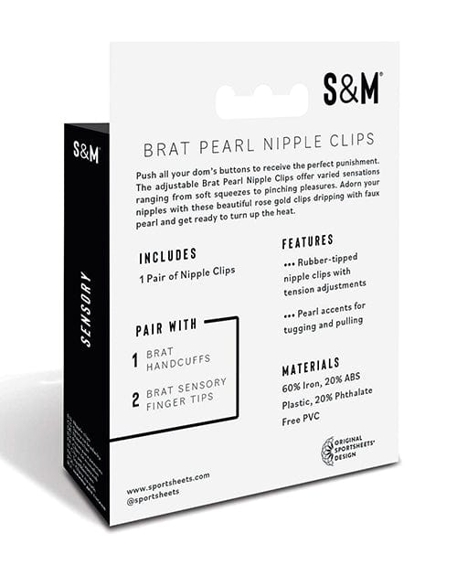 Sportsheets International Sex &amp; Mischief Brat Pearl Nipple Clips Kink &amp; BDSM