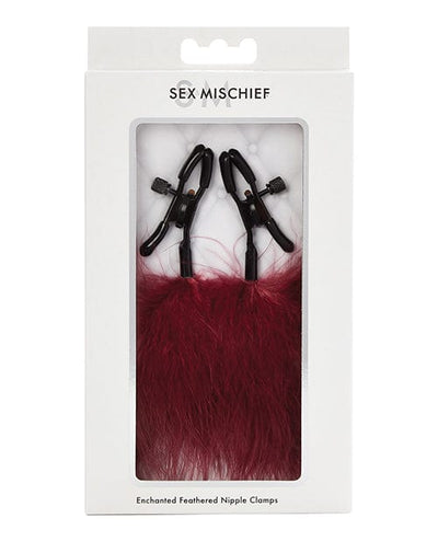 Sportsheets International Sex & Mischief Enchanted Feather Nipple Clamps - Burgundy Kink & BDSM