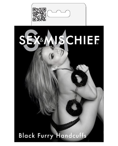 Sportsheets International Sex &amp; Mischief Furry Handcuffs - Black Kink &amp; BDSM