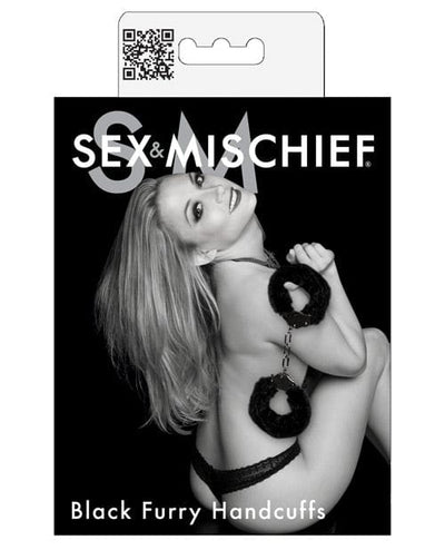 Sportsheets International Sex & Mischief Furry Handcuffs - Black Kink & BDSM
