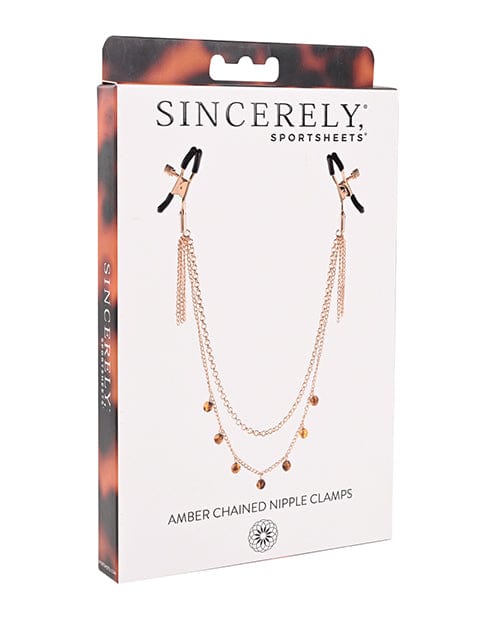 Sportsheets International Sincerely Amber Chained Nipple Clamps Kink &amp; BDSM