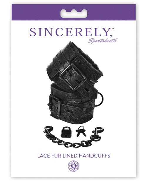 Sportsheets International Sincerely Lace Fur Lined Handcuffs Kink &amp; BDSM