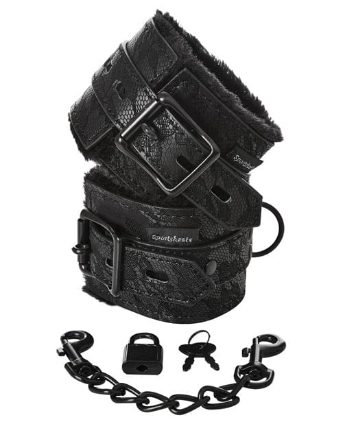 Sportsheets International Sincerely Lace Fur Lined Handcuffs Kink &amp; BDSM