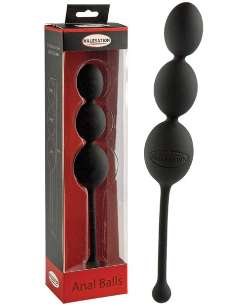 St Rubber Malesation Anal Balls - Black Anal Toys