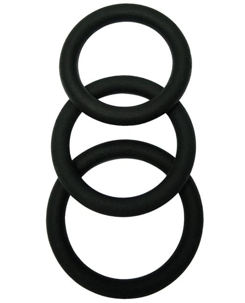 St Rubber Malesation Cock Ring Set - Pack Of 3 Black Penis Toys