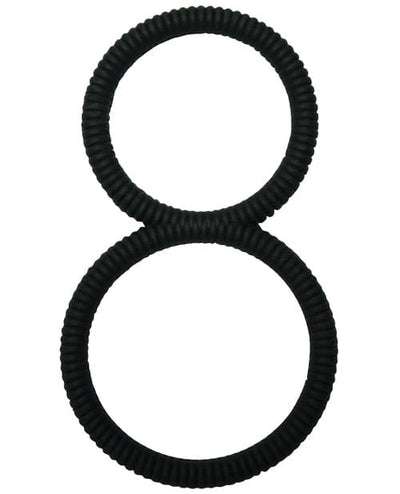 St Rubber Malesation Figure 8 Cock Ring - Black Penis Toys