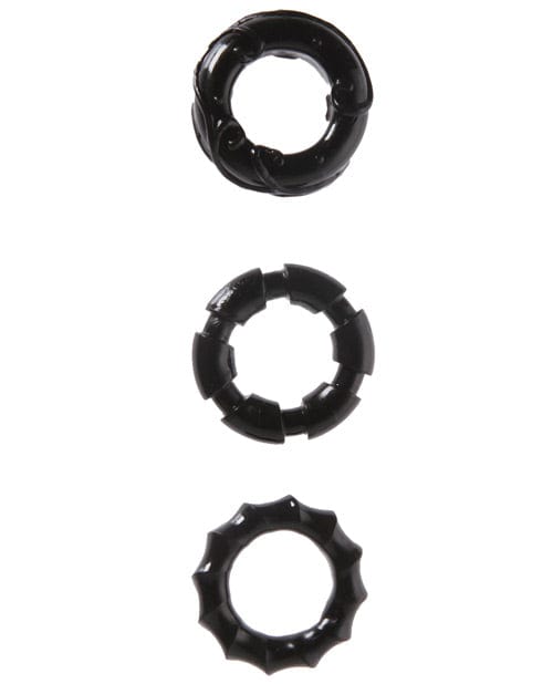 St Rubber Malesation Stretchy Cock Rings - Pack Of 3 Black Penis Toys