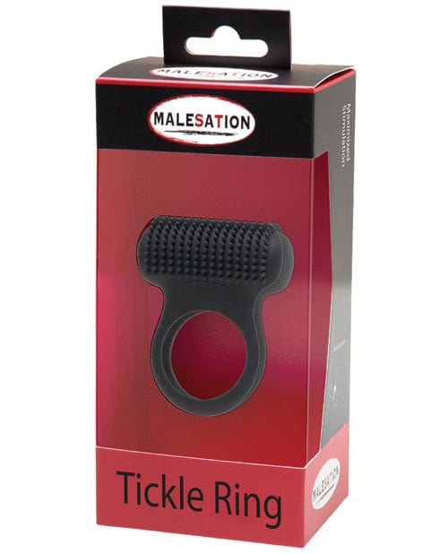 St Rubber Malesation Tickle Me Nubbed Cock Ring - Black Penis Toys