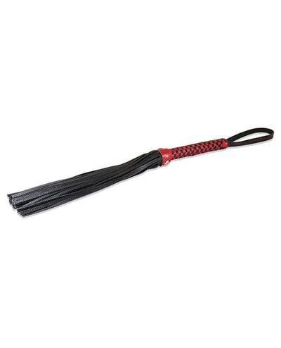 Sultra Leather Sultra 16" Lambskin Flogger Classic Weave Grip - Black with Red Woven Handle Kink & BDSM