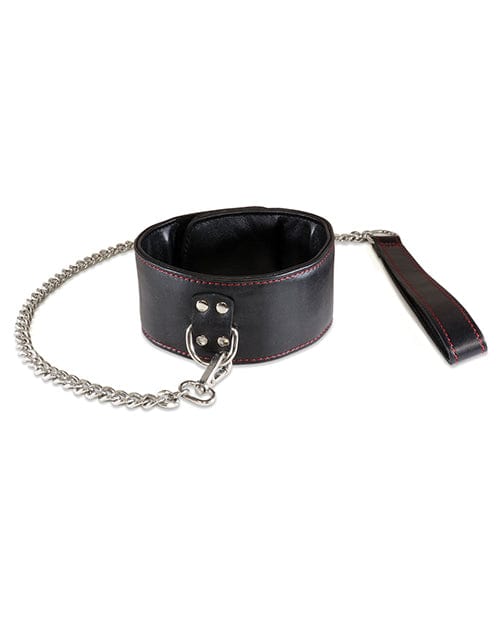 Sultra Leather Sultra Lambskin 2 1-2" Collar with 24" Chain - Black Kink & BDSM
