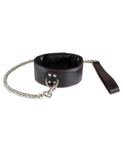 Sultra Leather Sultra Lambskin 2" Collar with 24" Chain - Black Kink & BDSM