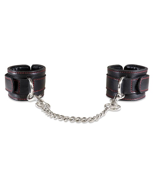 Sultra Leather Sultra Lambskin Handcuffs W-5 1-2" Chain - Black Kink &amp; BDSM