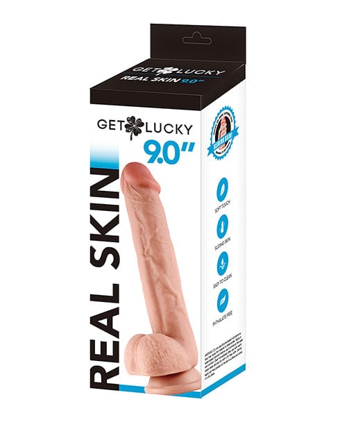 Thank Me Now Get Lucky 9.0" Real Skin Series Flesh Dildos