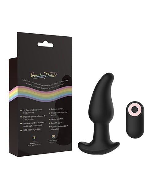 Thank Me Now INC Gender Fluid Twirler Anal Vibe W-remote - Black Anal Toys