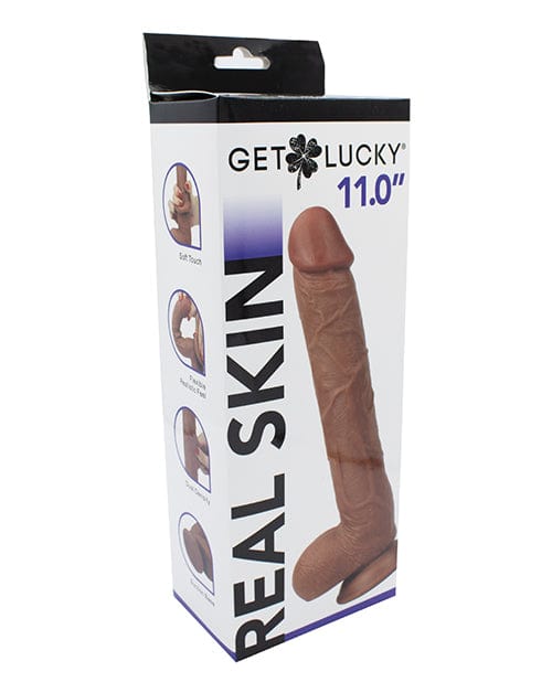 Thank Me Now INC Get Lucky 11" Real Skin Series - Light Brown Dildos