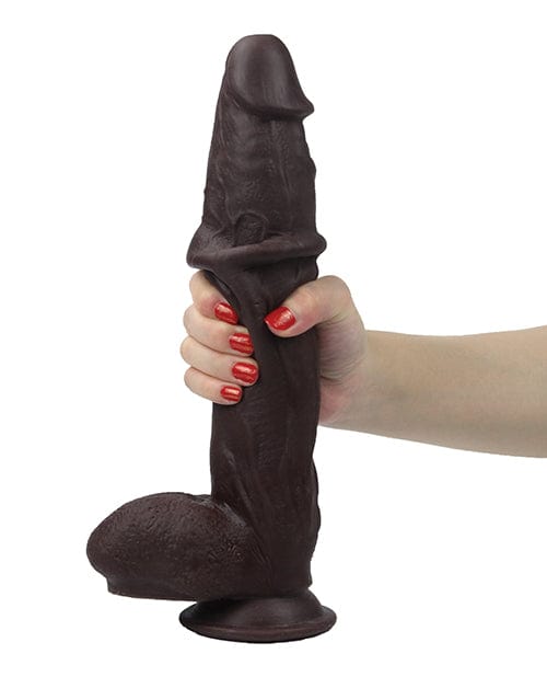 Thank Me Now INC Get Lucky 12" Real Skin Series - Dark Brown Dildos