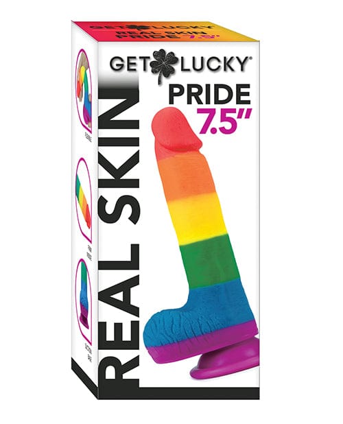 Thank Me Now INC Get Lucky 7.5" Real Skin Series Pride- Rainbow Dildos