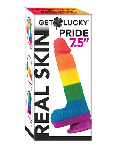 Thank Me Now INC Get Lucky 7.5" Real Skin Series Pride- Rainbow Dildos