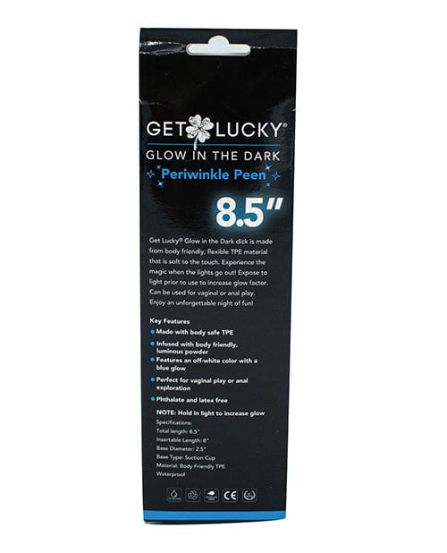Thank Me Now INC Get Lucky 8.5" Glow In The Dark Periwinkle Peen Dildo Dildos