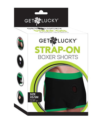 Thank Me Now INC Get Lucky Strap On Boxers - Black/green Extra Small-Small Dildos